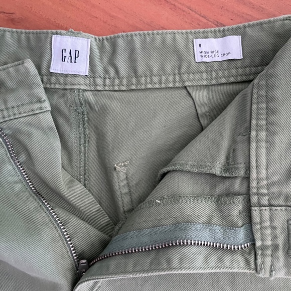 GAP Green High Rise Wide Leg Crop Jeans Size 8 - Picture 3 of 6